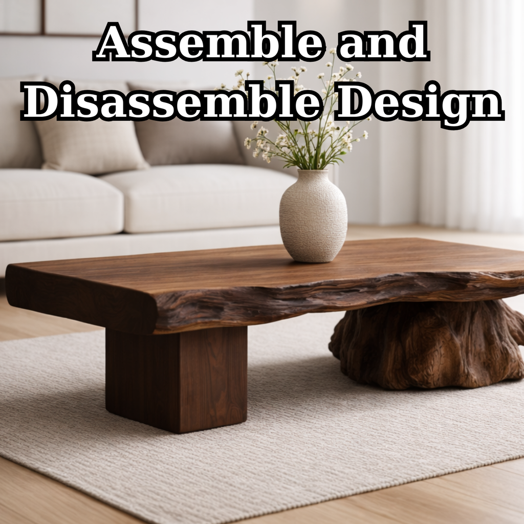 Live Edge Solid Wood Coffee Table with Sculptural Base – Handcrafted Rustic Modern Design - view 8 of 9