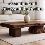 Live Edge Solid Wood Coffee Table with Sculptural Base – Handcrafted Rustic Modern Design - view 8 of 9
