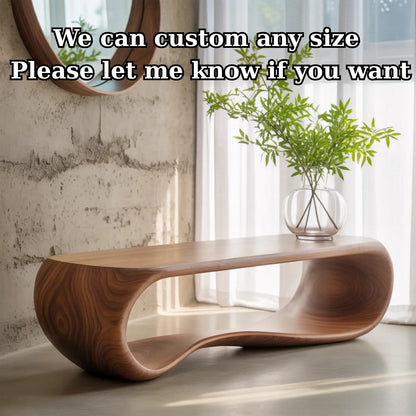 Handcrafted Solid Wood Bench – Sculptural Modern Walnut Wave Table - view 4 of 5