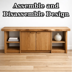 Solid Wood Console Table with Storage Cabinets & Shelves – Modern Rustic Entryway Table - view 8 of 9