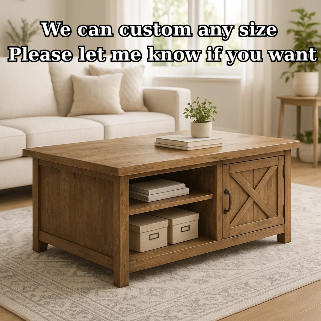 Handcrafted Solid Wood Coffee Table – Farmhouse Style with Storage Drawer and Shelves - view 4 of 6