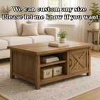 Handcrafted Solid Wood Coffee Table – Farmhouse Style with Storage Drawer and Shelves - view 4 of 6