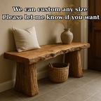 Handcrafted Solid Wood Rustic Bench – Natural Live-Edge Slab Entryway Seating - view 4 of 5