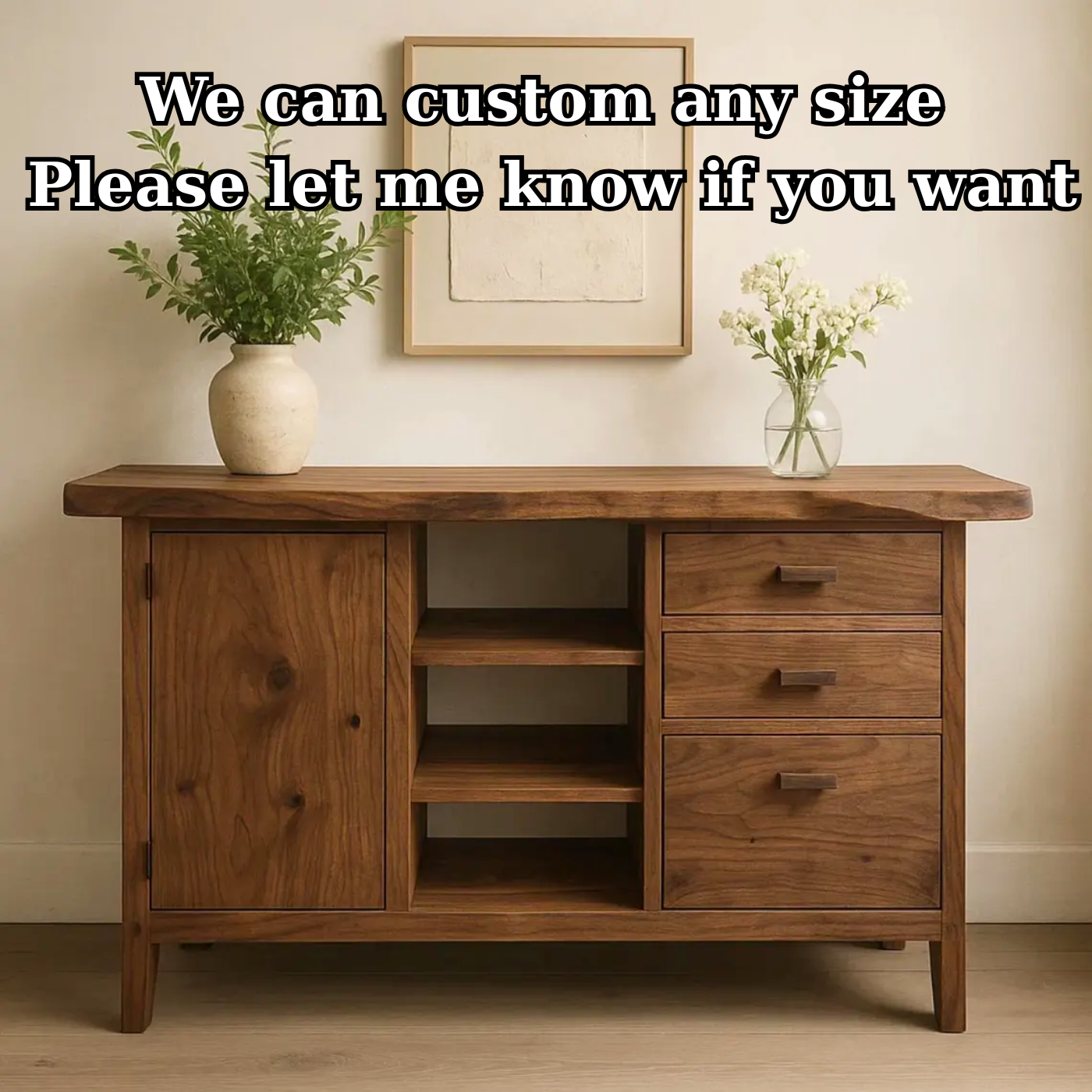 Handcrafted Solid Wood Console Table – Live-Edge Slab with Cabinet and Drawers - view 3 of 5