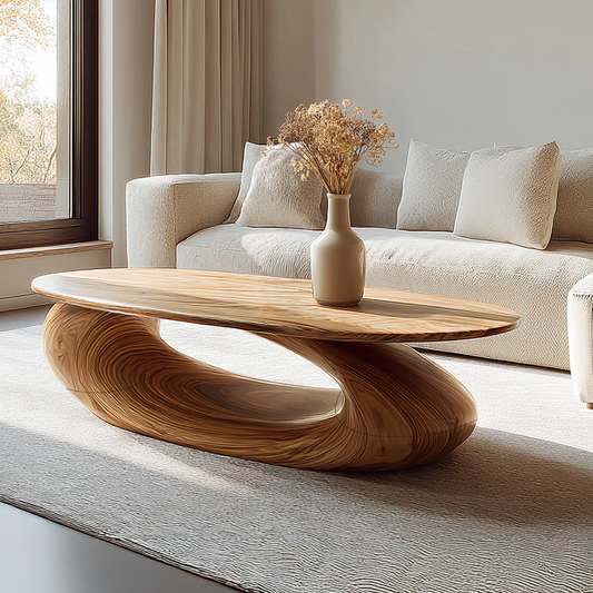 Flowing Sculptural Coffee Table with Continuous Curve Base - view 1 of 7
