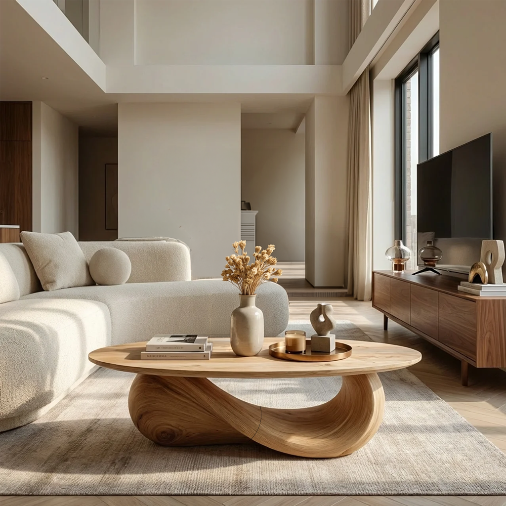 Organic Sculptural Coffee Table with Flowing Loop Base - view 1 of 7