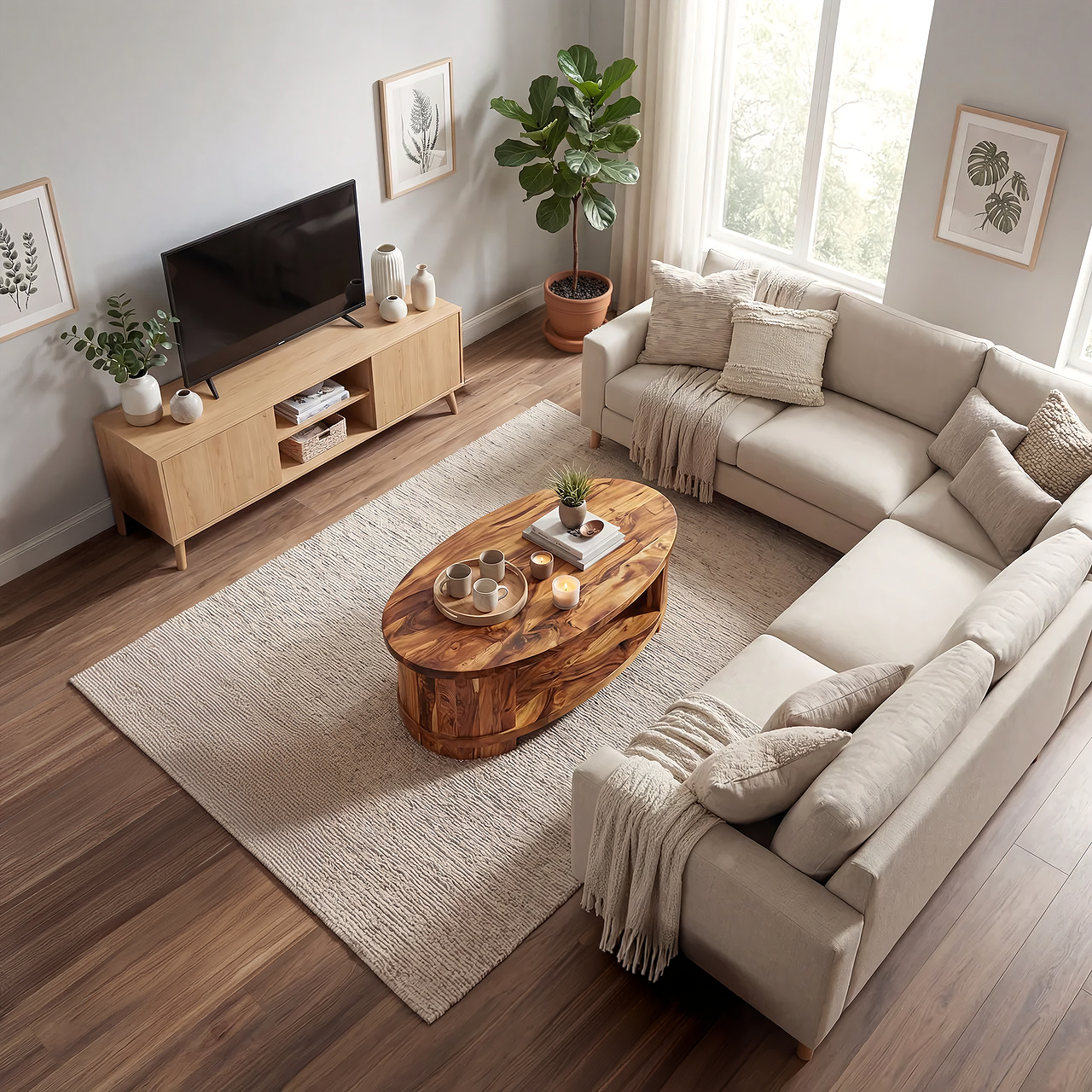 Oval Coffee Table with Curved Frame and Open Storage Shelf - view 4 of 7