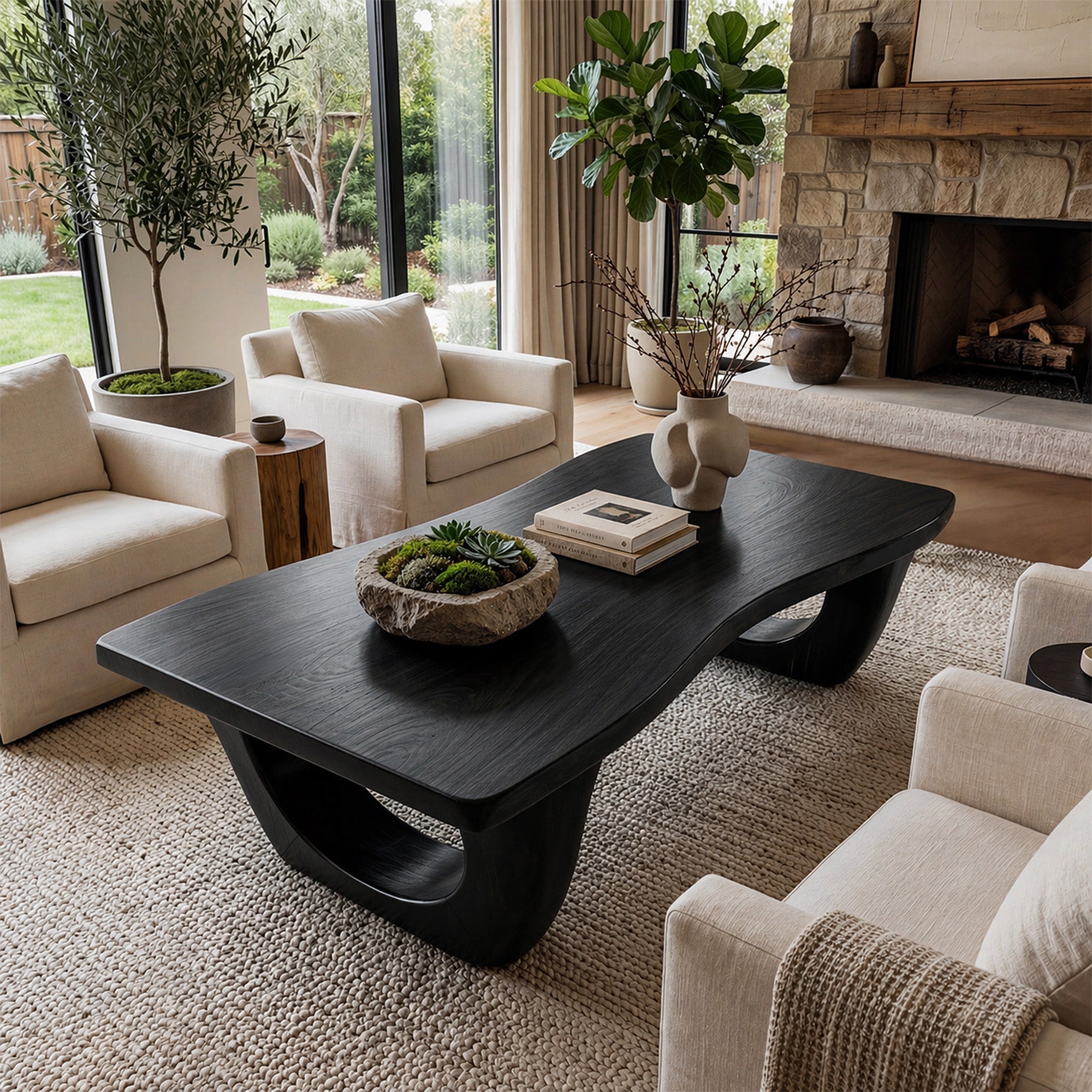 Live Edge Sculptural Coffee Table With Open Pedestal Base - view 2 of 8