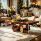 Square Natural Wood Coffee Table with Interwoven Sculptural Base - view 8 of 8