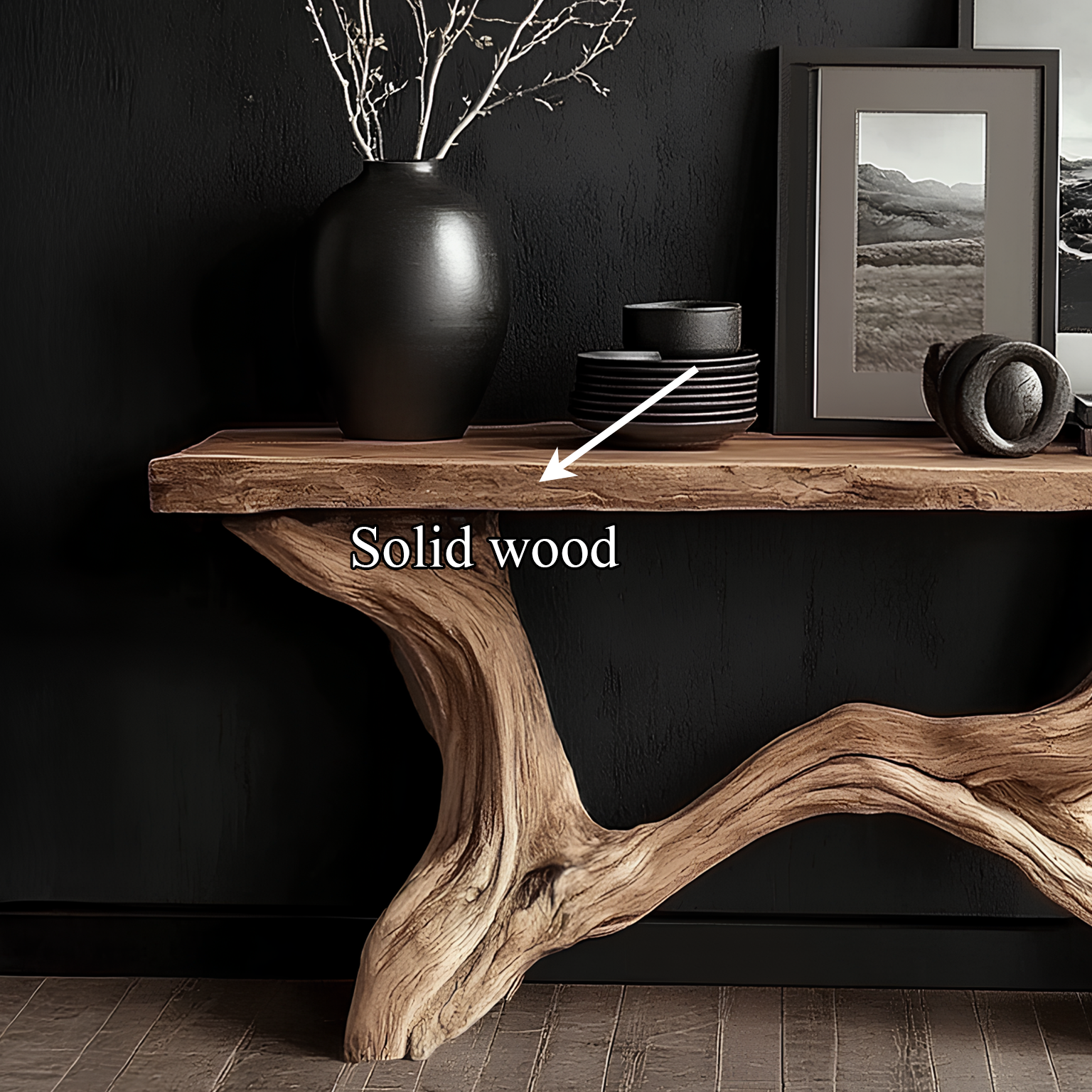 Live Edge Console Table Solid Wood Rustic Driftwood Gift - view 3 of 8