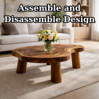 Live Edge Solid Wood Coffee Table with Chunky Legs in Warm Walnut Finish - view 8 of 9