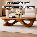 Handcrafted Solid Wood Coffee Table with Sculptural Open Loop Base - view 8 of 9