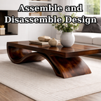Solid Wood Coffee Table with Sculptural Base and Thick Slab Top - view 8 of 9