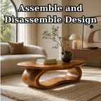 Solid Wood Coffee Table with Sculptural Loop Base and Organic Top - view 8 of 9