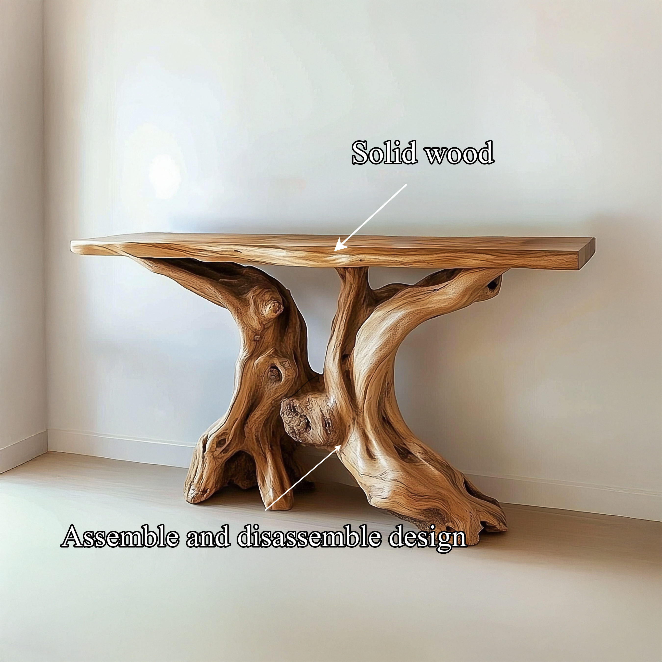 Mid Century Organic Wood Console Table Entryway - view 3 of 8