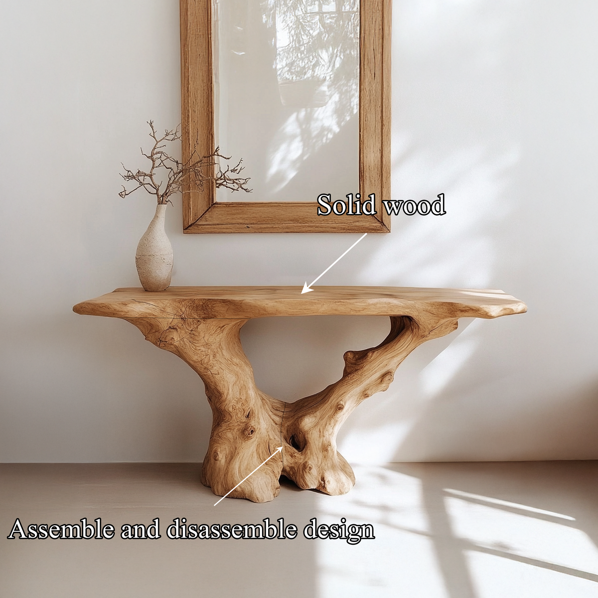 Rustic Handcrafted Wood Console Table Living Room - view 3 of 8