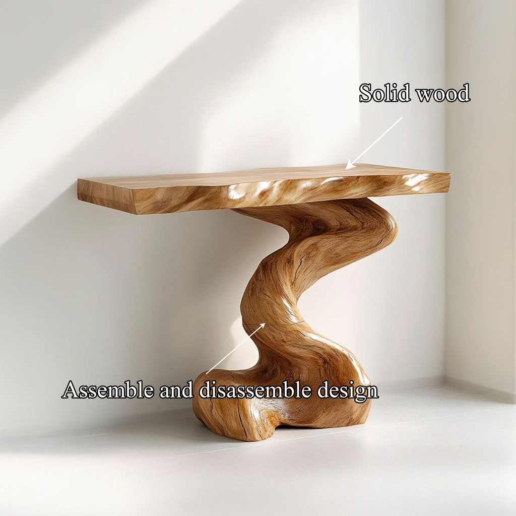 Mid Century Modern Console Table Sculptural Wood Art Living Area Entry - view 3 of 8
