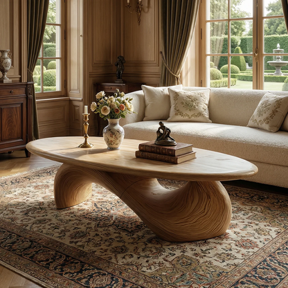 Sculptural Oval Coffee Table with Organic Curve Base for Classic Interiors - view 4 of 7