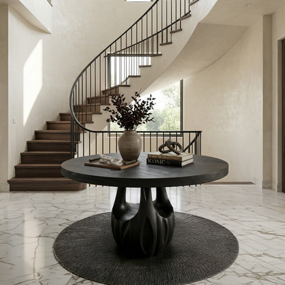 Modern Round Entryway Foyer Table With Unique Sculptural Base For Entryway And Hallway - view 4 of 8