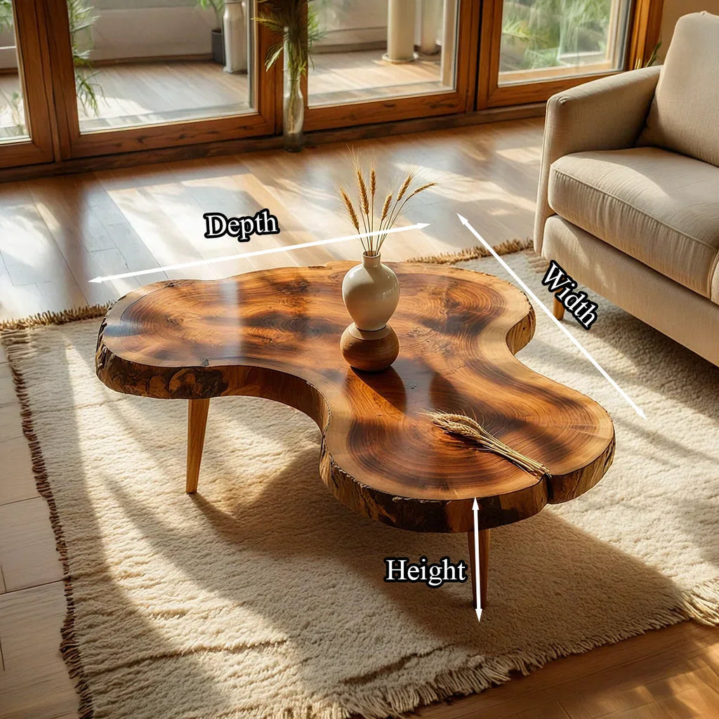 Live Edge Natural Wood Coffee Table with Organic Freeform Silhouette - view 7 of 7