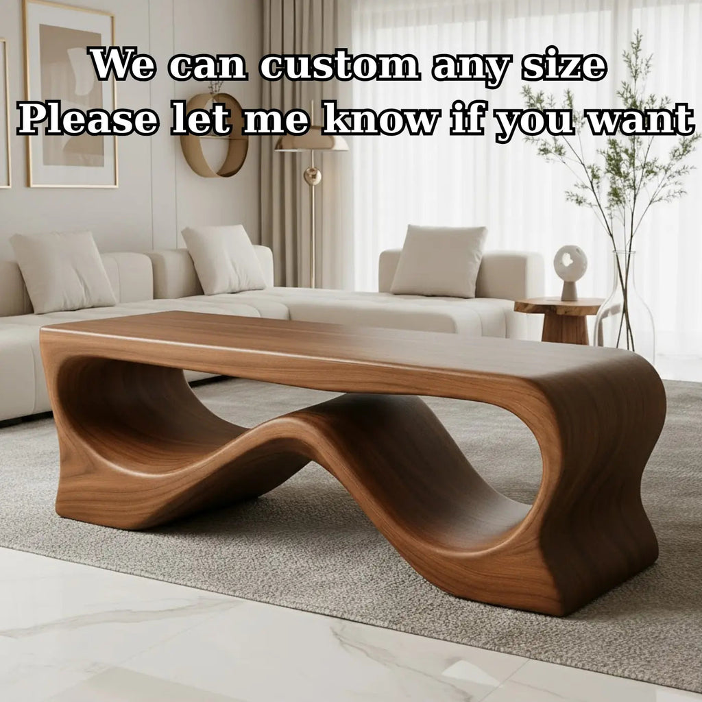 Handcrafted Solid Wood Coffee Table – Sculptural Walnut Wave Design - view 4 of 5