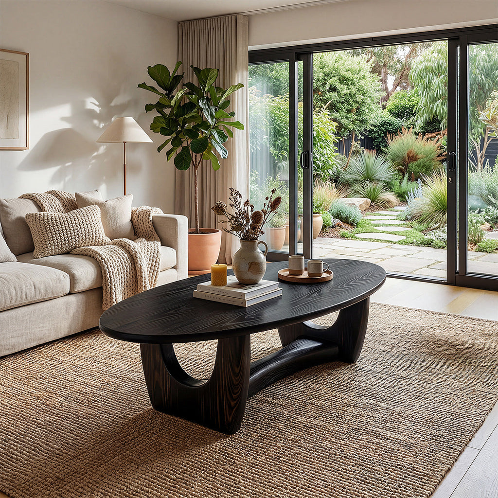 Sculptural Oval Coffee Table With Architectural Open Base - view 2 of 8