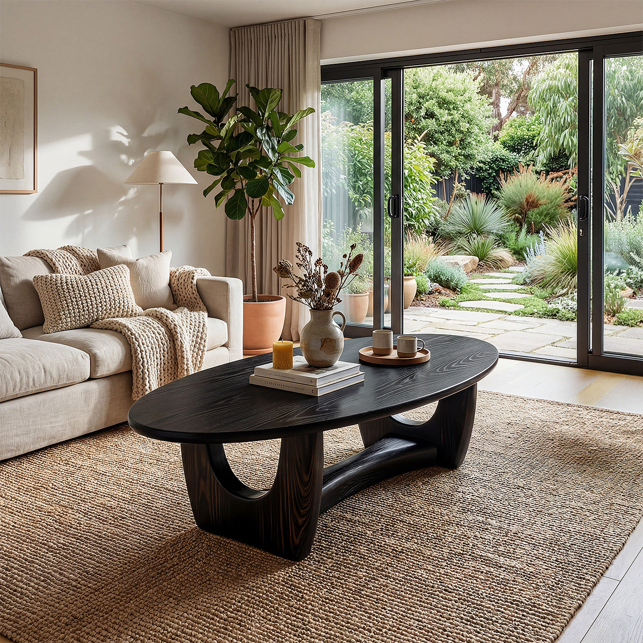 Sculptural Oval Coffee Table With Architectural Open Base - view 2 of 8