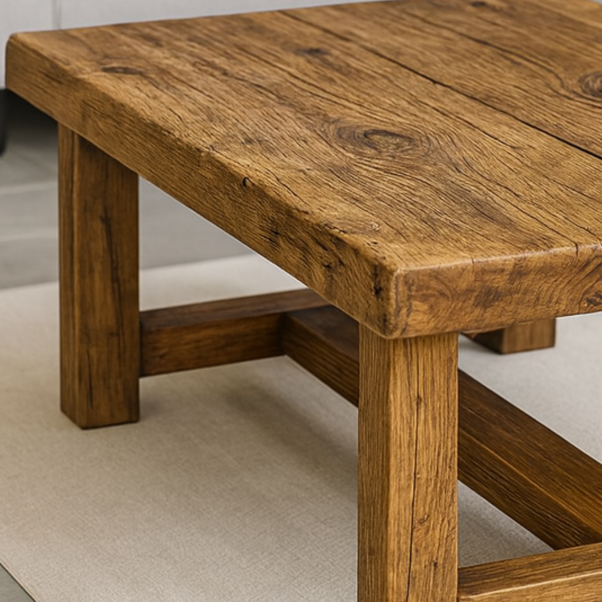 Solid Wood Living Room Table - Rustic Wood Coffee Table - view 4 of 5