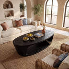 Sculptural Oval Coffee Table With Open Shelf Base - view 2 of 8