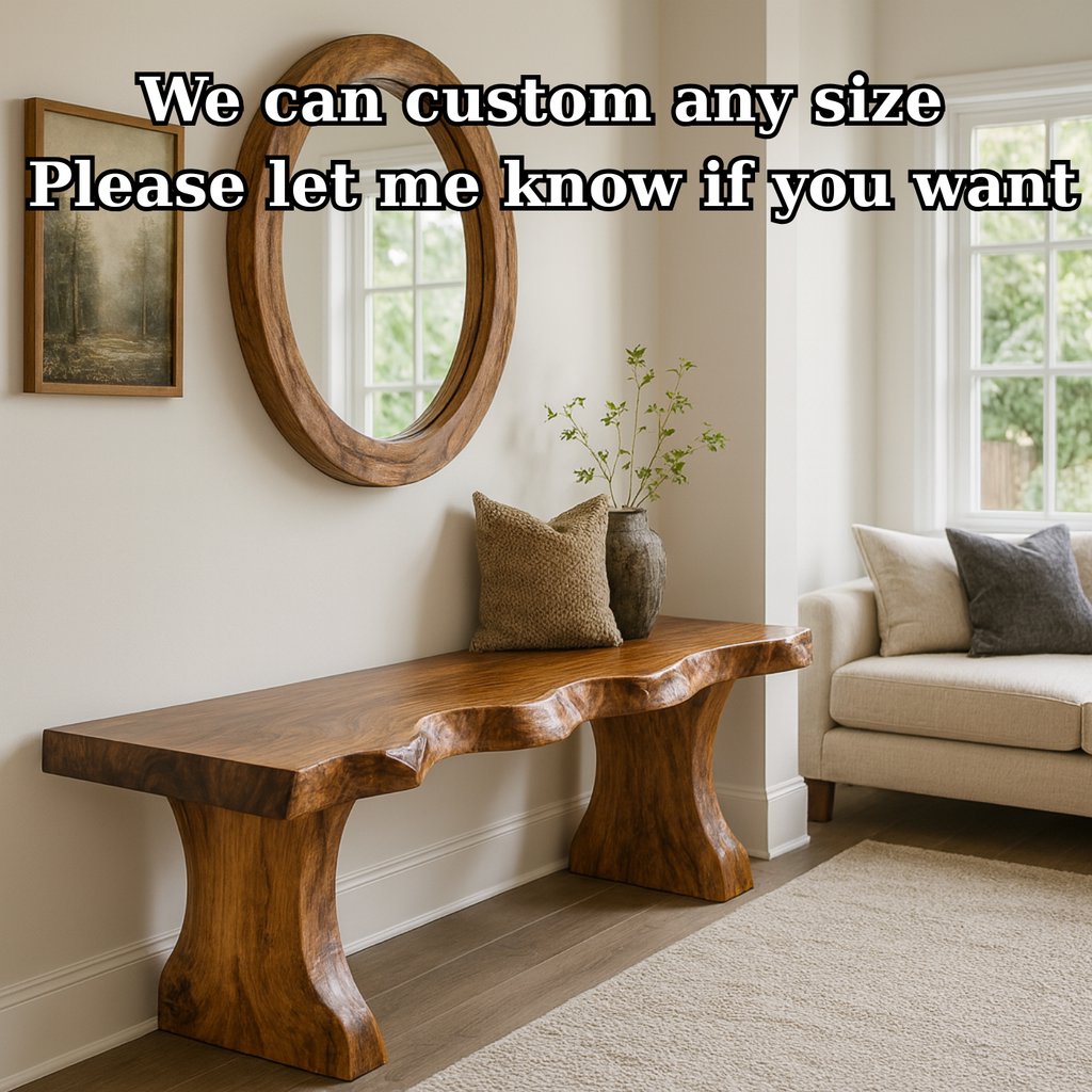 Handcrafted Solid Wood Live-Edge Entryway Bench – Sculptural & Organic Seating - view 4 of 5