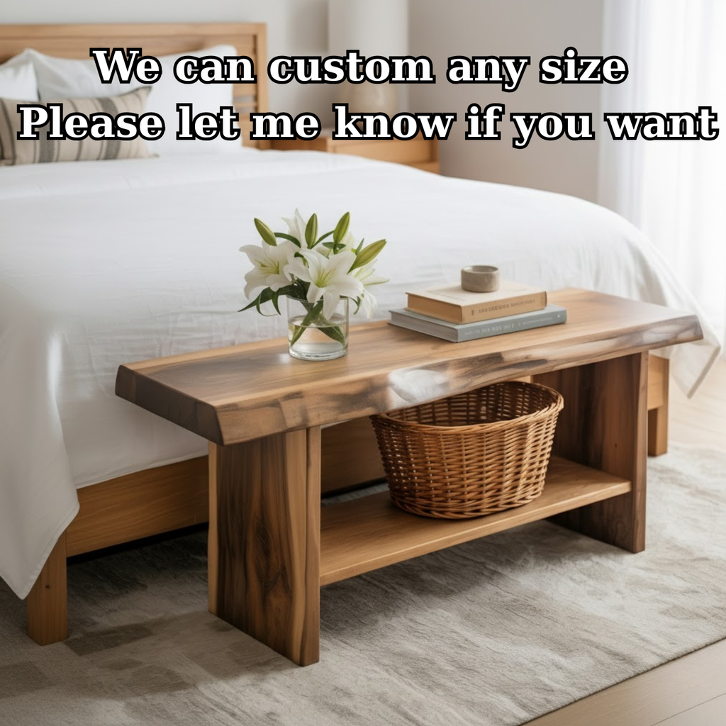 Handcrafted Solid Wood Bench – Live Edge Seating & Bedroom Storage - view 4 of 6