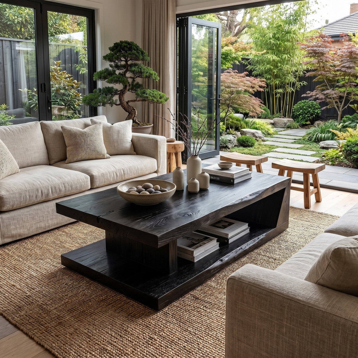 Solid Wood Coffee Table With Open Storage Shelf - view 2 of 7