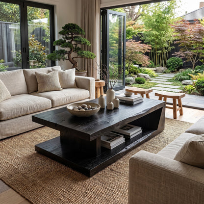 Solid Wood Coffee Table With Open Storage Shelf - view 2 of 7