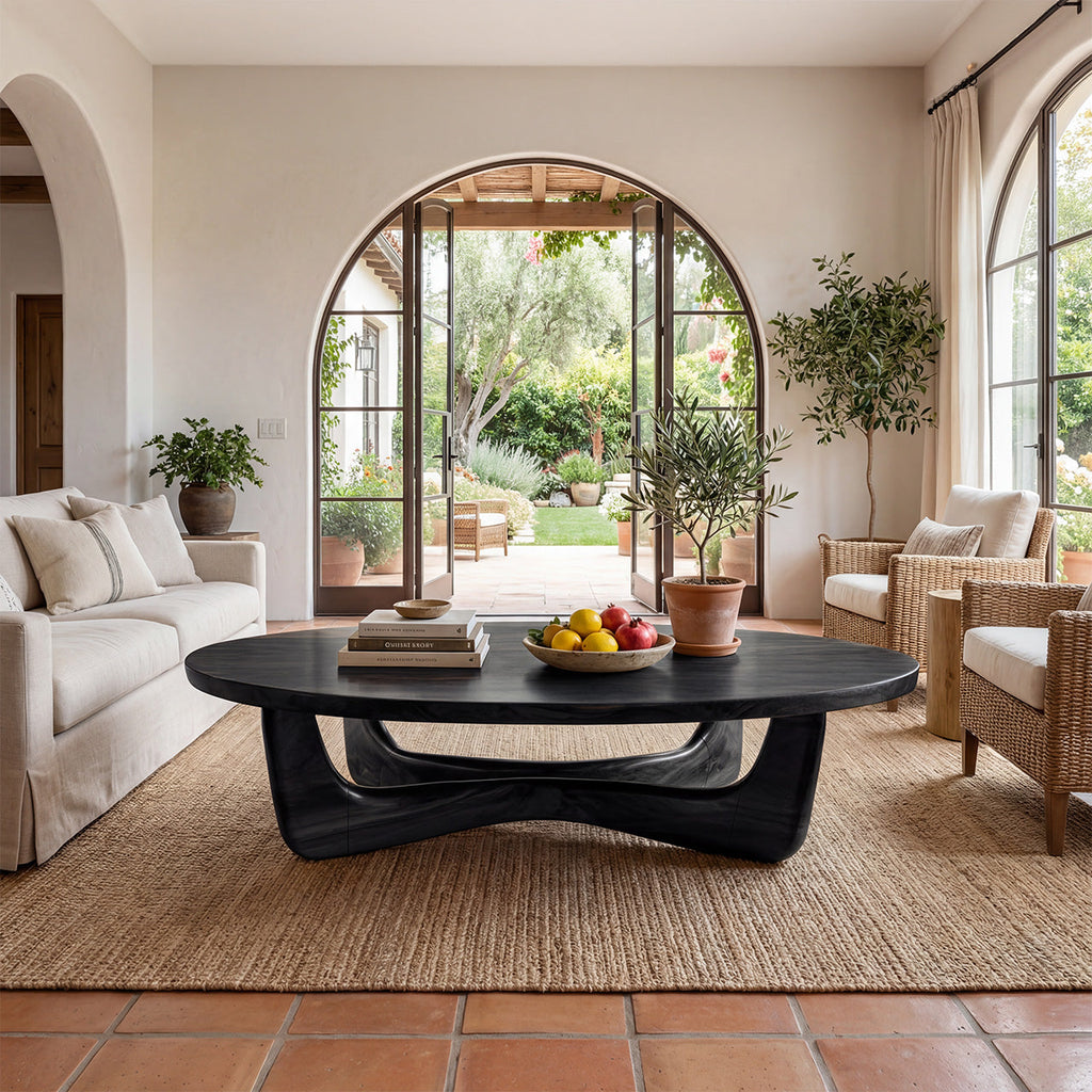Organic Oval Coffee Table With Floating Sculptural Base - view 2 of 8