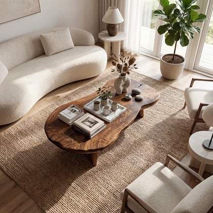 Live Edge Coffee Table with Organic Slab Top and Sculptural Base - view 4 of 7