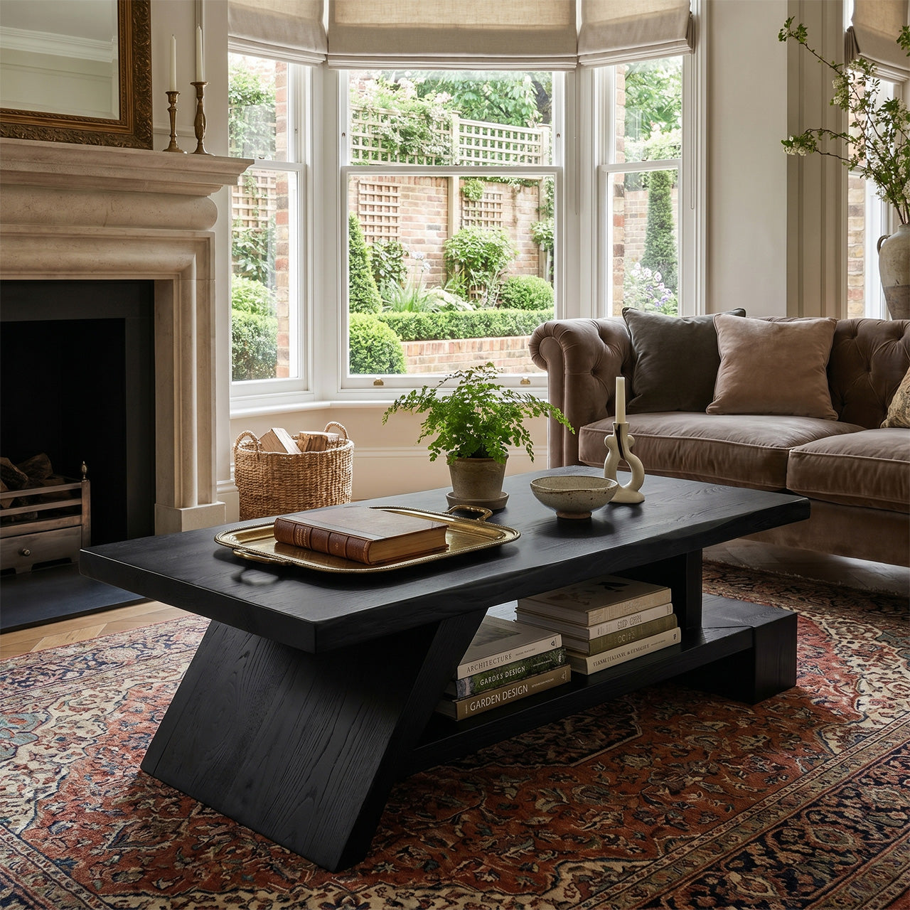 Angled Solid Wood Coffee Table With Open Shelf - view 2 of 8