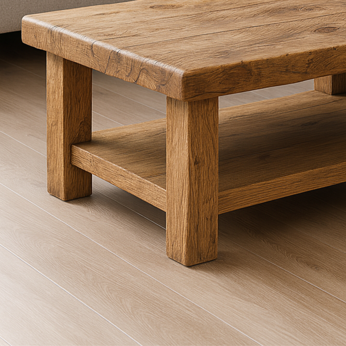 Handmade Solid Wood Living Room Table - Rustic Wood Coffee Table - Wood Coffee Table - view 5 of 5