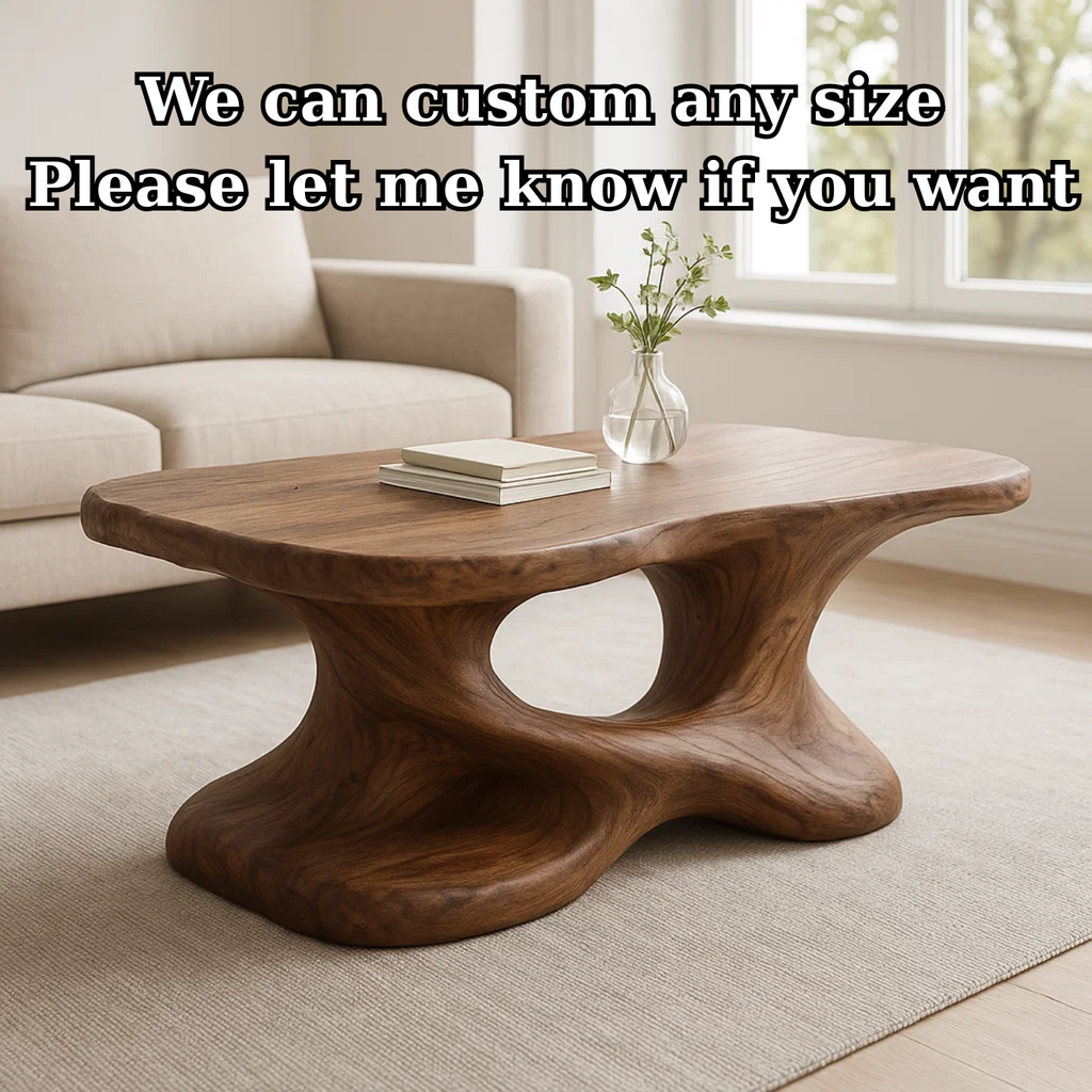 Handcrafted Solid Wood Coffee Table – Sculptural Organic Design for Living Room - view 4 of 6