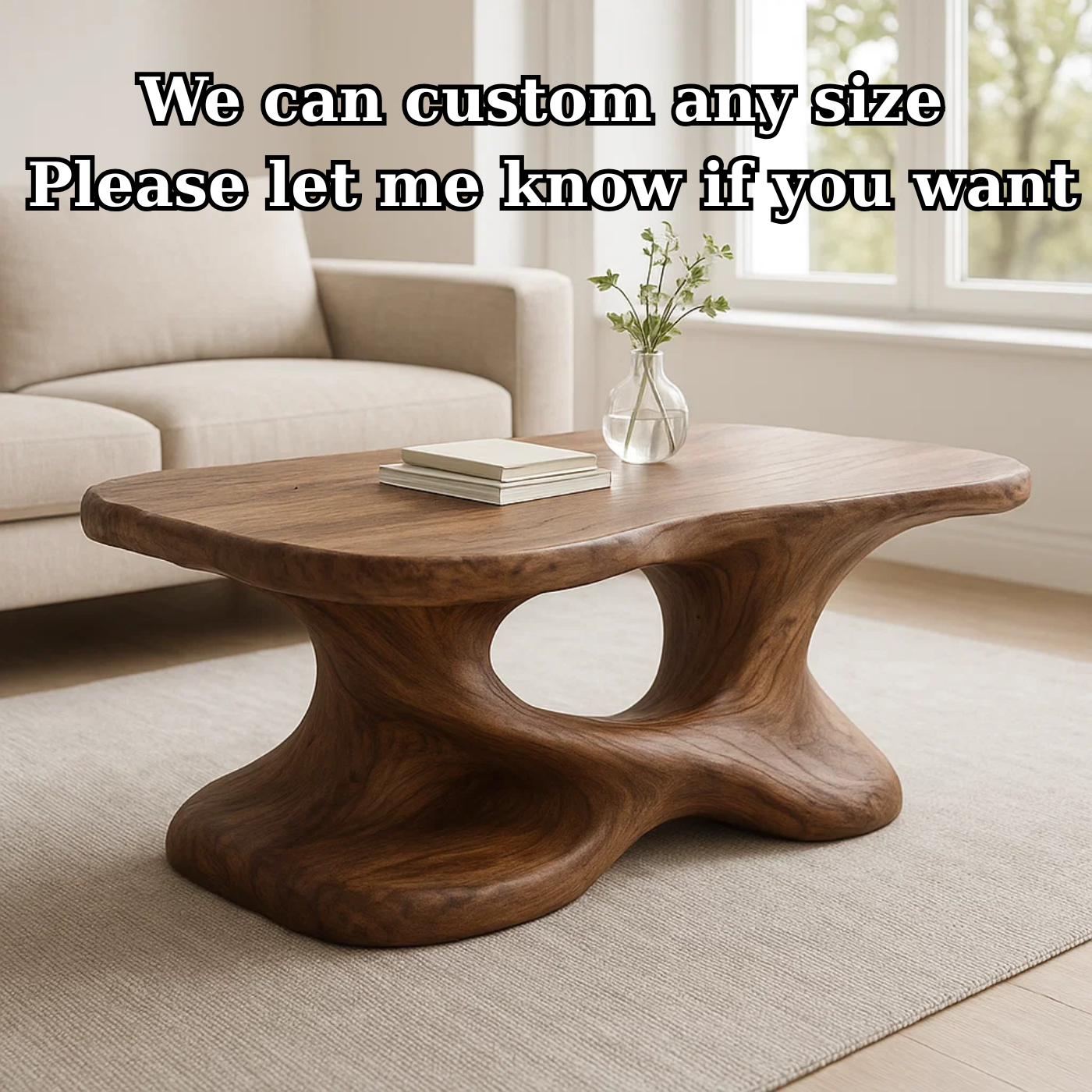 Handcrafted Solid Wood Coffee Table – Sculptural Organic Design for Living Room - view 4 of 6