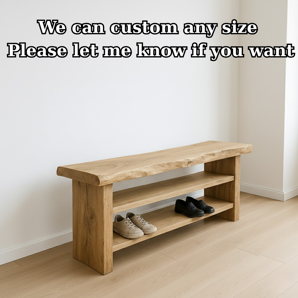 Handcrafted Solid Wood Entryway Bench with Shoe Storage – Natural Live-Edge Design - view 5 of 6