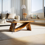 Sculptural Solid Wood Coffee Table Handcrafted Natural Wood Modern Center Table - view 7 of 7