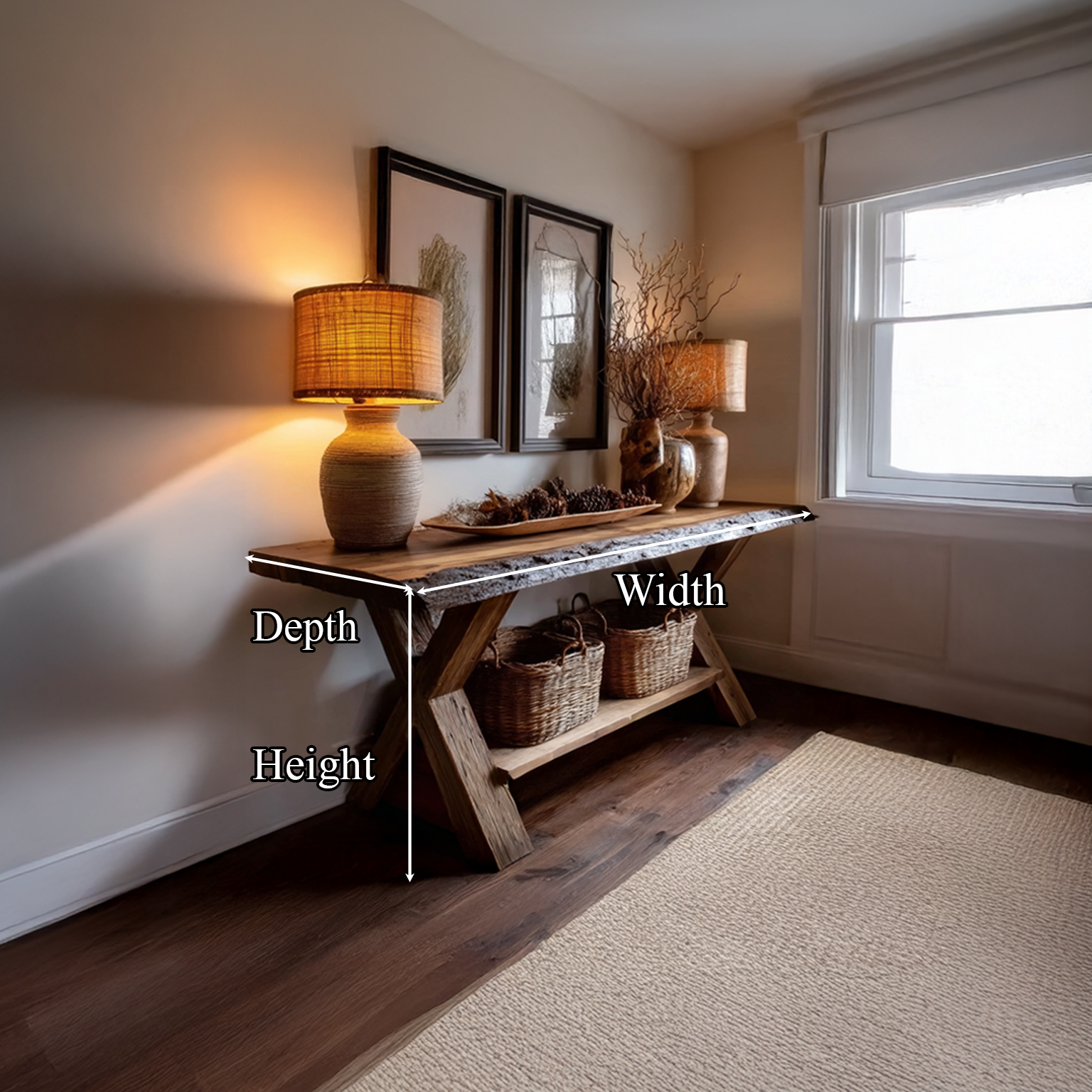 Rustic Console Table Farmhouse Entryway - view 8 of 8