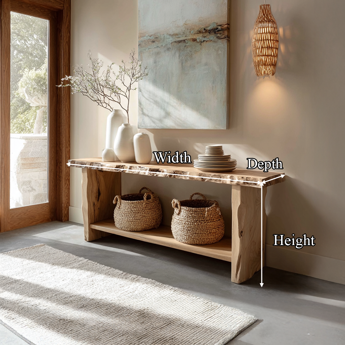 Rustic Live Edge Console Table Dining Room Entryway - view 8 of 8