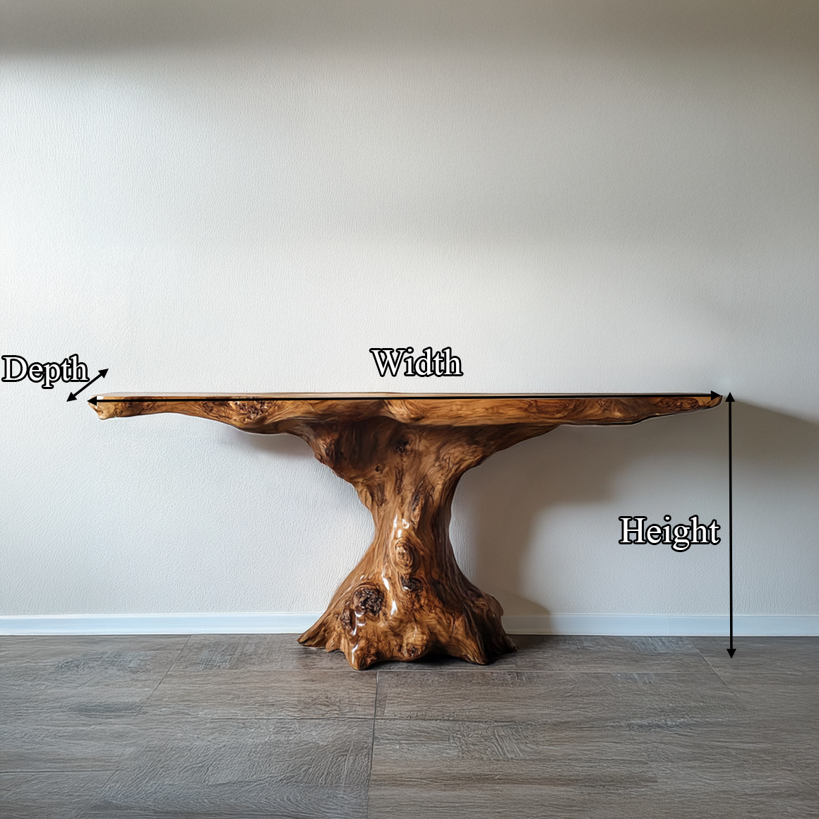 Rustic Console Table Organic Wood Slab Artist Studio - view 8 of 8