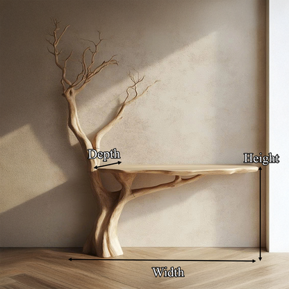 Rustic Console Table Sculpted Wood Tree Hallway Entrance - view 8 of 8