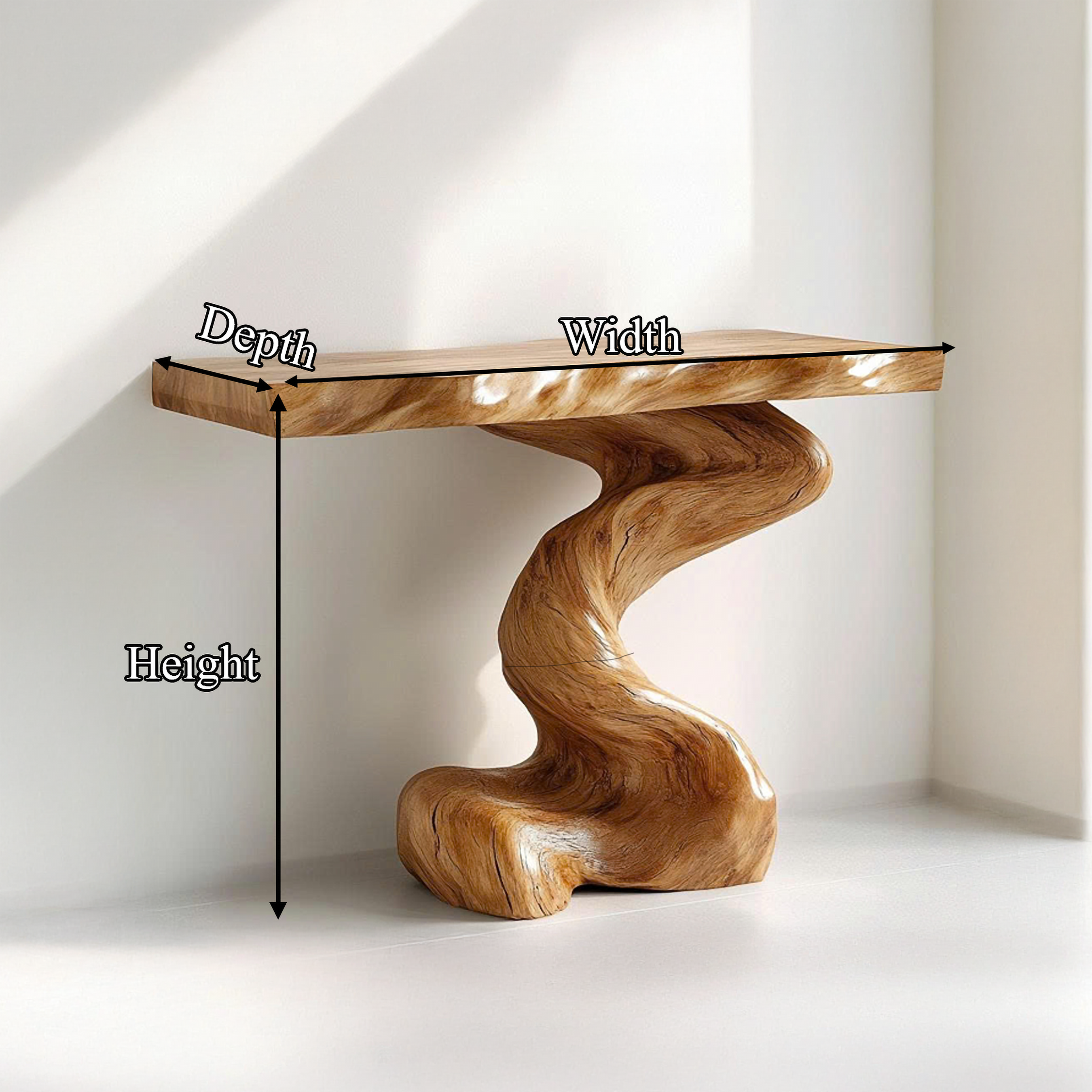 Mid Century Modern Console Table Sculptural Wood Art Living Area Entry - view 8 of 8