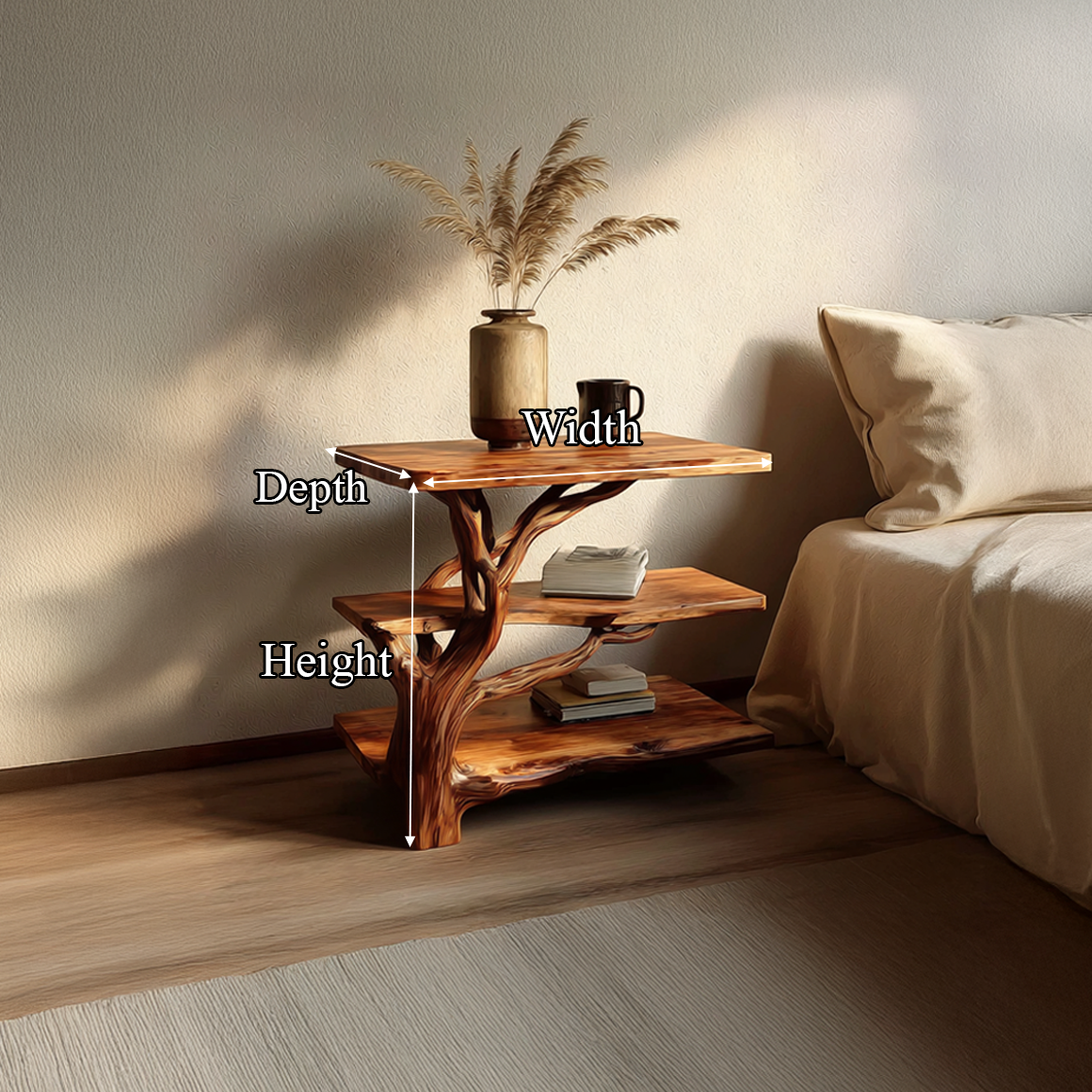 Rustic Tree Bedside Table Bedroom - view 8 of 8