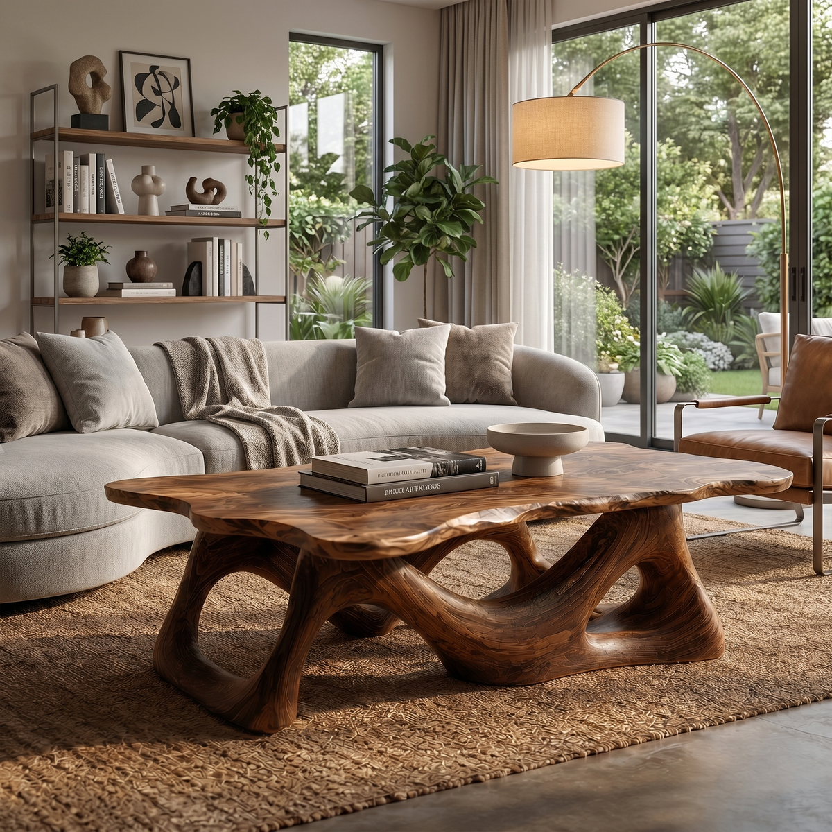 Nature Inspired Coffee Table Sculptural Ring Base For Living Room - view 7 of 8