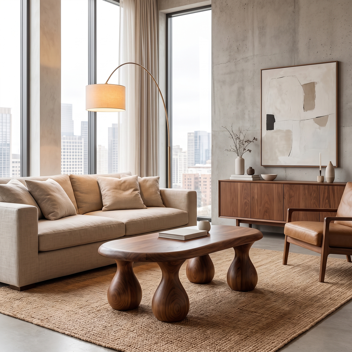 Rustic Coffee Table With Handcrafted Sculptural Wood Design For Living Room - view 7 of 8