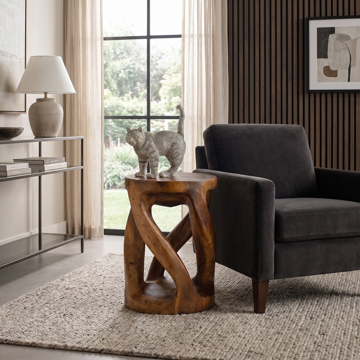 Handcrafted Side Table With Organic Twisted Design For Reading Nook - view 7 of 8